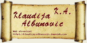 Klaudija Albunović vizit kartica